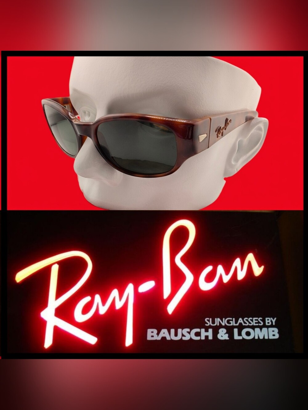 Vintage B&L Ray-Ban Outsiders W2759 Cherry Red Tortoise & G15 Glass 90s Chunky
